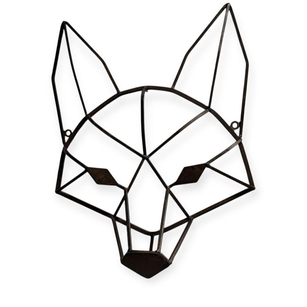 Everydecor Brown Geometric Fox Head Galvanized Metal Wall Home Decor